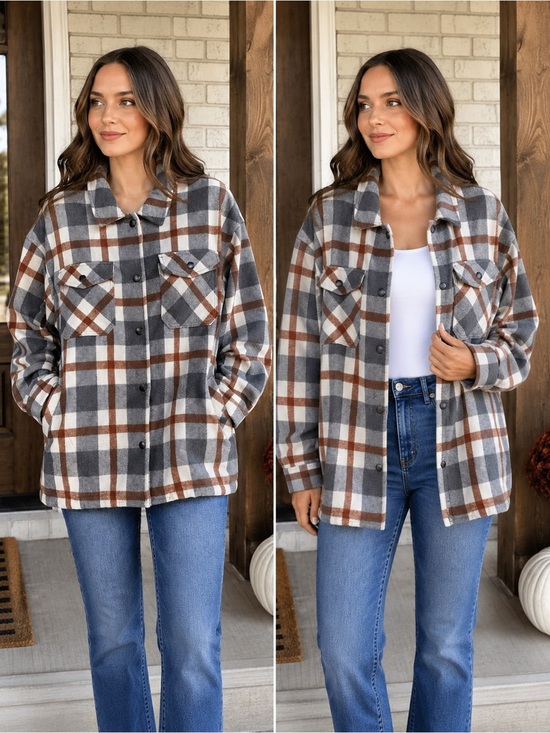 HFX Jackets & Blazers - NWT HFX Plaid Flannel Shacket Shirt Jacket Women's Size XL